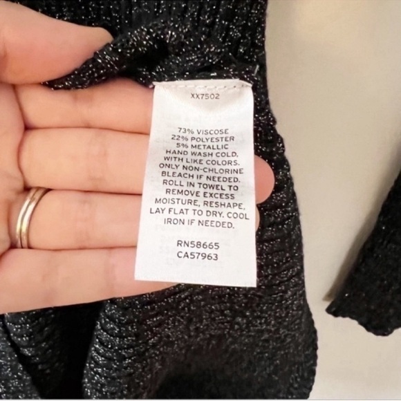 OPEN EDIT Sparkle Cutout Sweater Mini Dress Black/Silver Size Medium NEW - Picture 5 of 10